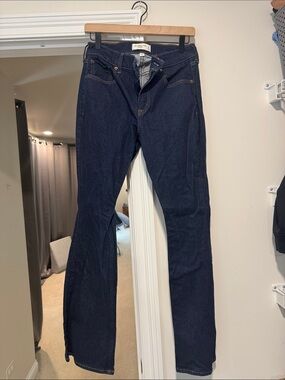 Abercrombie & Fitch Mid Rise Curve Love Dark Indigo Bootcut Jeans 27 short